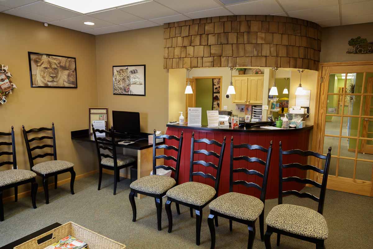 Front desk and patient reception area